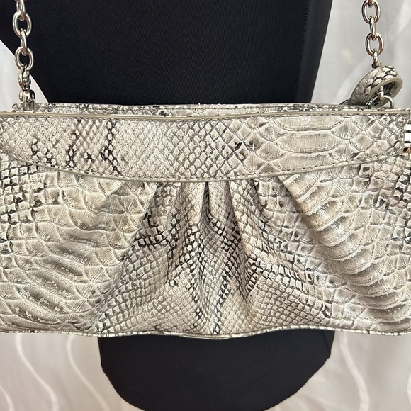 Worthington, Gray & Black, Snakeskin Purse with Chainlink Strap - Picture 2 of 9